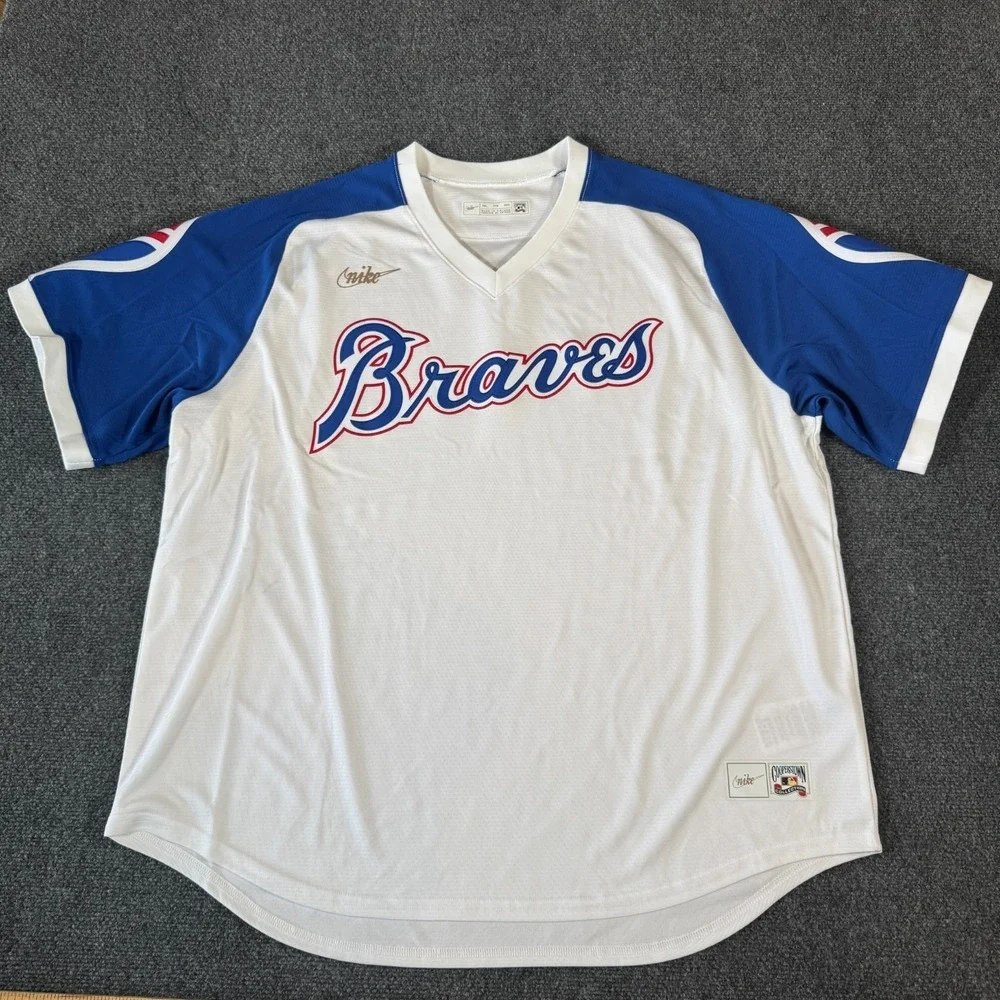 Atlanta Braves Nike Cooperstown Collection Men's Size XXL White Jersey Blank NEW
